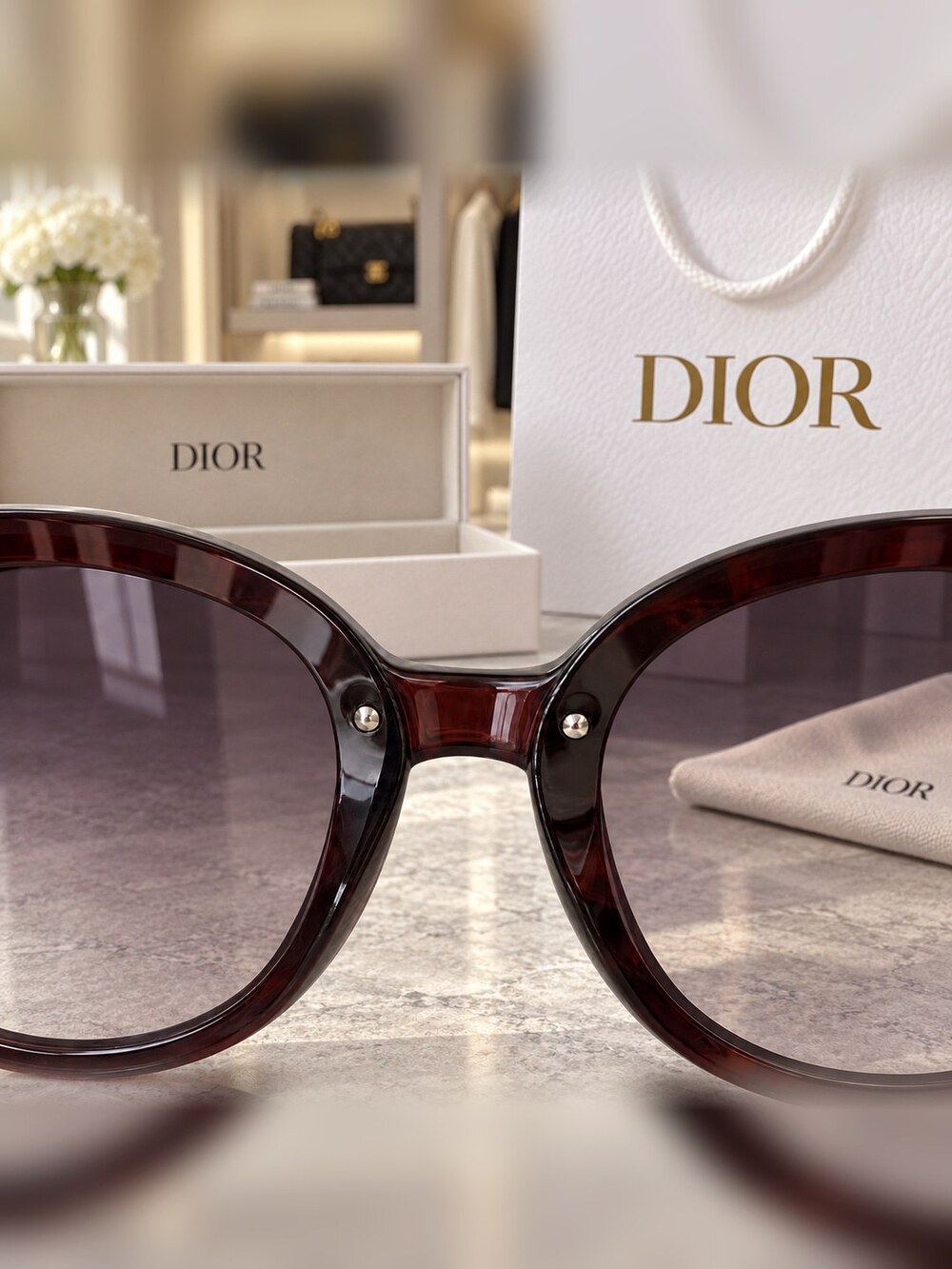 Dior Tortoiseshell Cat Eye Sunglasses - Picture 5 of 6